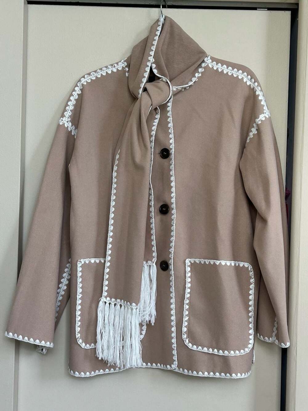 Ookie & Lala Contrast Vegan Cashmere Stitched Scarf Coat
